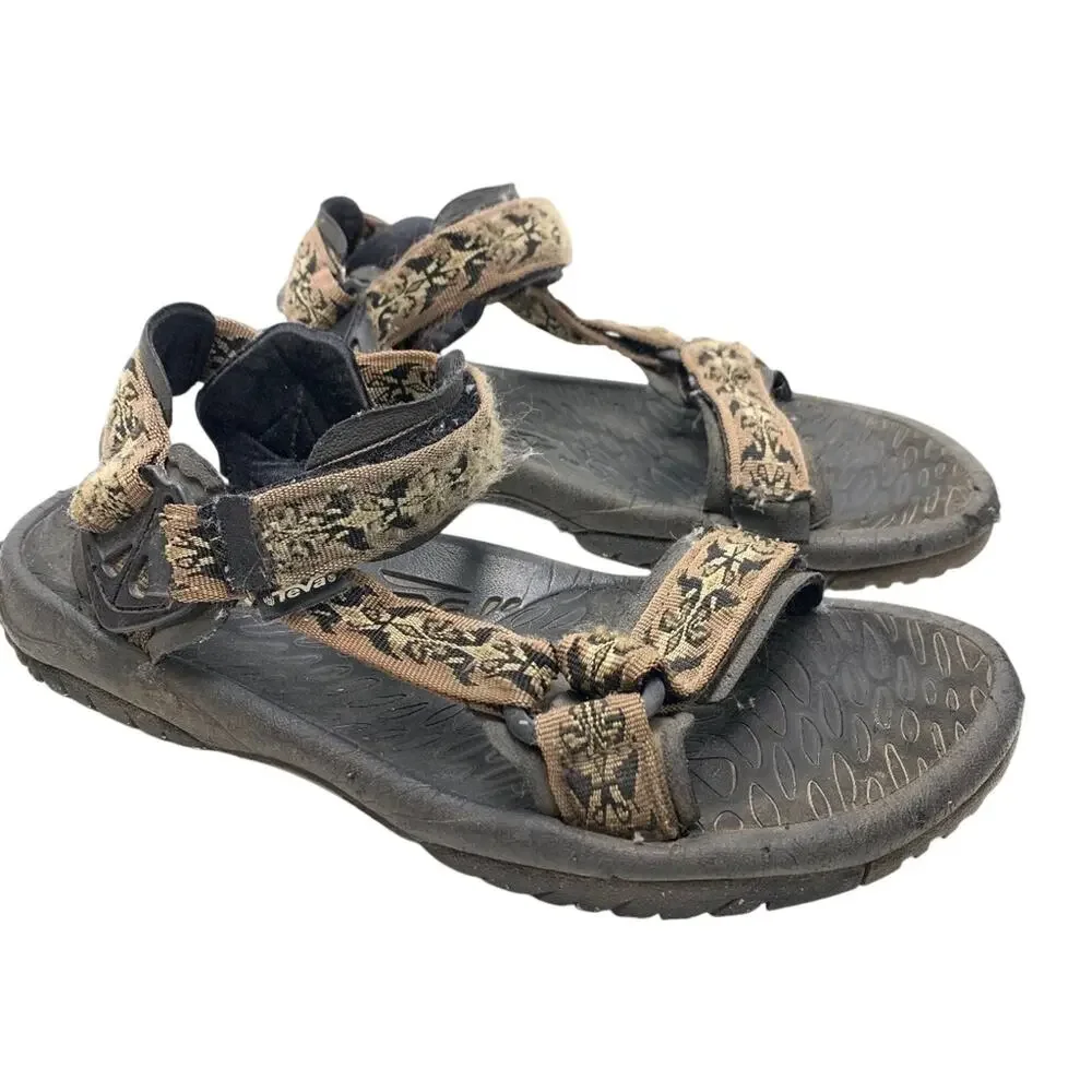 Teva 6575 Brown Black Sport Sandals Shoes Fisherman Dad Shoes Hiking Caming 10